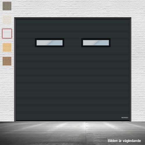 Garageport i antracitgrå med vision fönster